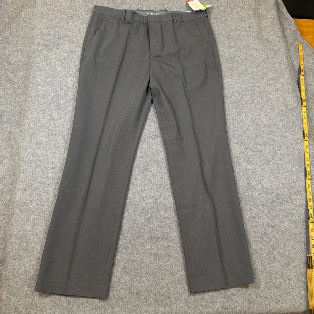 Perry Ellis Portfolio Mens Modern Fit Dress Pants 36x32 Smoke Grey Non Iron NWT